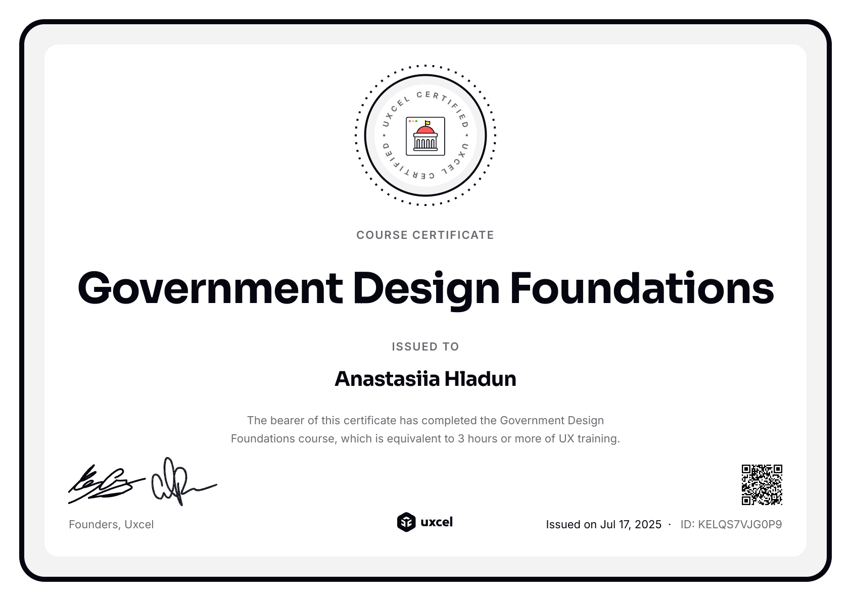 Anastasiia's certificate